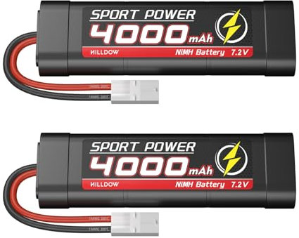 RC NiMH Akku 4000mAh 7,2V RC Akku mit Stecker TMY RC Batterie für RC Auto RC LKW HPI Losi Kyosho Hobby (2 Packungen)