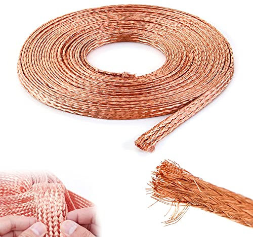 16.4Ft Pure Copper Braid Knitted Mesh Anti-interference Width 8mm Flexible Cable Desoldering Wick Solder Braid Copper Wick Wire Repair Tool