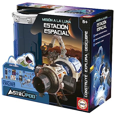 Educa - Missione sulla Luna - Stazione Spaziale, Costruisci e Gioca collegando Varie capsule per far crescere la Stazione Spaziale; con più di 31 Pezzi; Consigliato a partire da 6 Anni (41344)