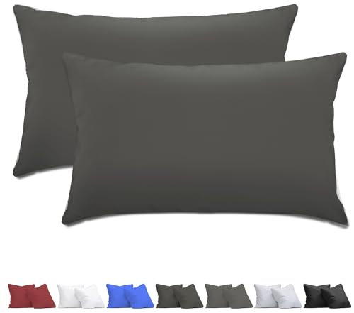 aboveBED Kissenbezug 40 x 60 (2er-Set), Grau, Kopfkissenbezug 40x60 cm aus 100% Mikrofaser, Kissenbezug mit Reißverschluss, Weich und Atmungsaktiv, Waschbare