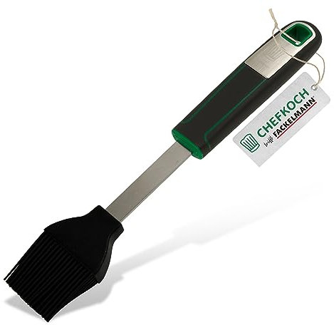 CHEFKOCH Brat- und Backpinsel Premium – Zum Einpinseln von Marinaden & Soßen – 24,5 cm, Hitzebeständig bis 230°C – Pflegeleichte Silikon-Borsten, spülmaschinengeeignet