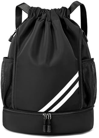 Aisny Bolsa de Gimnasio, Bolsa de Deporte de Gran Capacidad Bolsa de Deporte Impermeable Bolsa de Fútbol Mochilas Deportivas Mochila Deportiva para Mujeres Hombres, Negro