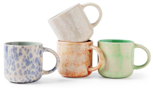 MONITO 12 OZ Coffee Mugs Set of 4, Modern Ceramic Coffee Mugs Set with handle for Tea/Latte/Cappuccino/Milk/Cocoa.
