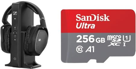 Sennheiser RS 175 Casque Supra-auriculaire numérique sans Fil et Carte mémoire microSDXC UHS-I SanDisk Ultra Android 256 Go + Adaptateur pour Smartphones et tablettes