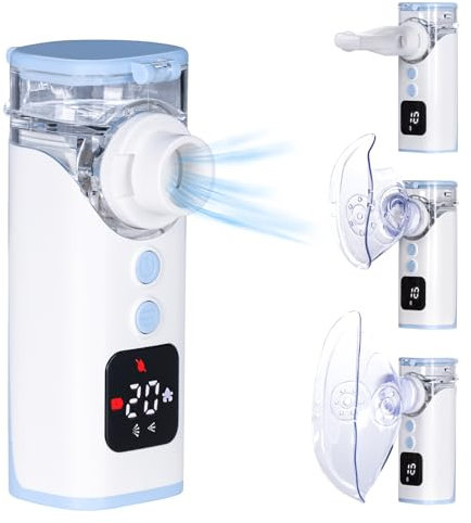 HITHINKMED Nebuliser Machine for Adults & Kids, Portable Nebuliser for Adults Sinus Inhaler with Digital Display, Timed and Automatic Cleaning Functions Suit for Home & Travel -Blue