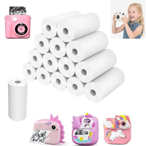 15 Rolls Kids Camera Paper Roll, 57 x 25 mm Thermal Paper, Zero Ink Printing, Easy to Replace, Thermal Printer Paper, BPA-Free Refill Paper Compatible with Mini and Kids Printers (15)