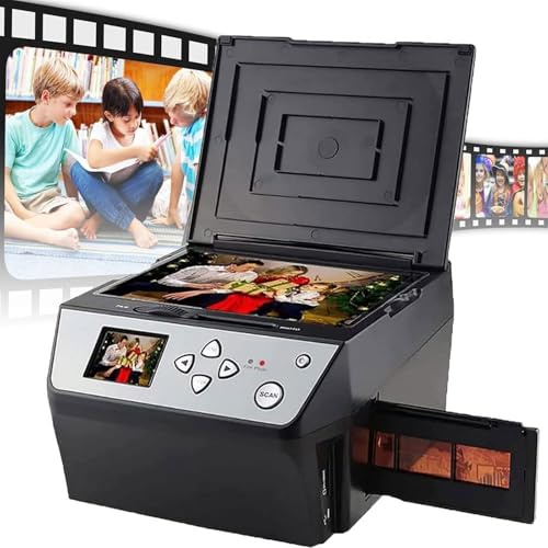 Scanner photo numérique multifonction, scanner de négatifs de diapositives avec écran LCD 5 pouces, convertit les films 135/diapositives 35 mm/films 110/photos/documents/cartes de visite en fichiers