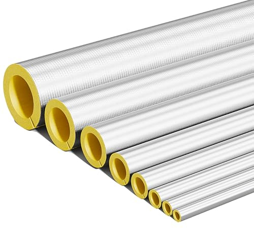 Tubo Aislante Autoadhesivo con lámina de Aluminio, Manguito Aislante for Tubos de Vapor: Lana de Vidrio/Lana de Roca Resistente a Altas temperaturas(ID-60mm/2.36 TH-30mm/1.18)