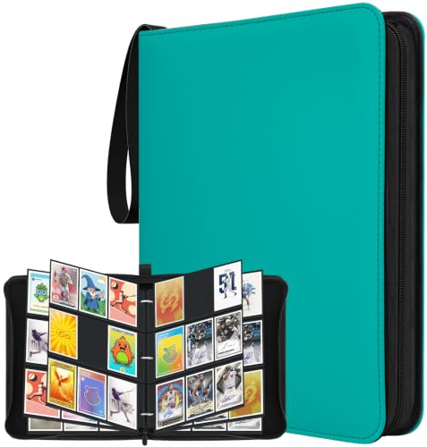 WISYOK Card Binder, 9 Pockets per Page, 900 Pockets, PU, Cyan