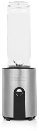 Princess Smoothie Maker to go - Standmixer mit Trinkflasche, 600ml Tritan Behälter, 300 Watt, 217401 Princess Standmixer mit Trinkflasche Silber, Glas