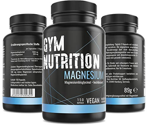 Magnesium – Hochdosiert – Laborgeprüft - Magnesium-Bisglycinat – 100mg reines Magnesium pro Kapsel ohne Zusätze — vegan - Made in Germany — 150 Kapseln