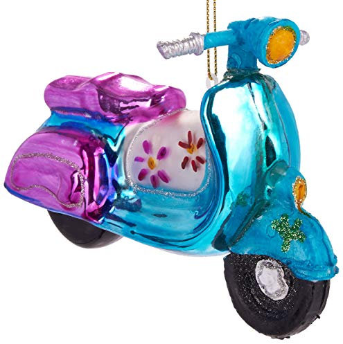 BRUBAKER Scooter Retro Colorful - Palla di Natale dipinta a Mano in Vetro - Divertente Cifre Decorazione Palla Dell'Albero - 13,5 cm