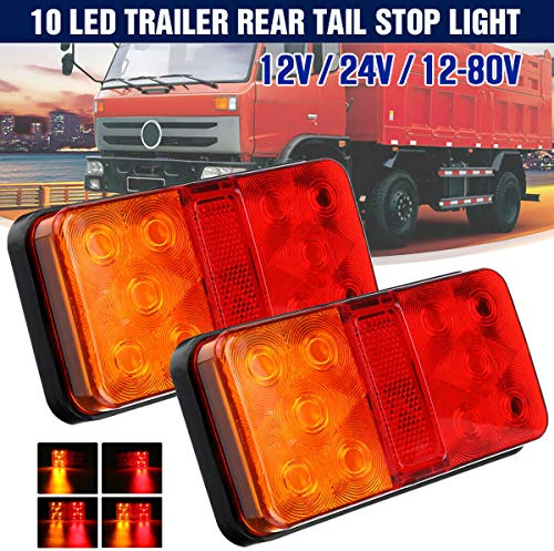 SUPAREE Feu Arrière 12V LED Multifonctionnel Feux Remorque Led Univesel Étanche Clignotant de Position Feux de pour Camion Remorque Caravane Tracteur