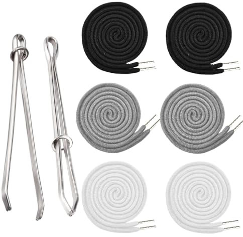 HNJUSR 6 Piezas Cordones de Repuesto, Cuerda de cordón de algodón con 2 Piezas de fácil Flexible Threader Kit de Herramientas para Pantalones Sudadera con Capucha Scrubs Chaquetas Pantalones Cortos
