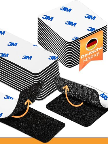 ToolTopia Klettstrips - Klebepunkte Klettband 12 Paar (60x60 + 25x100mm), Klettband Selbstklebend, Klett, Klettverschluss Selbstklebend, 3M Markenkleber maximalen Halt - Handwerksqualität