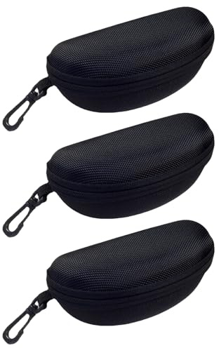 aghoer Stort glasögonfodral halvhårt för solglasögon läsning, Svart, 2 pack