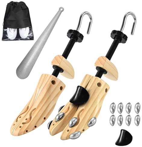 eachway Wooden Shoe Stretcher Men Women,Premium 4-Way Shoe Tree Stretch Length Width for Wide Feet L(for Men's Size10-13.5)