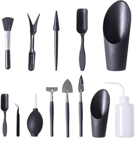 13 attrezzi da giardinaggio per piante grasse, set di attrezzi per terrario interno, set di attrezzi per piantare manuali, attrezzi manuali da giardinaggio per interni in miniatura per la cura delle