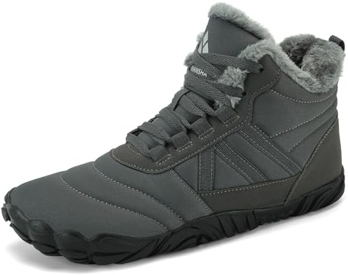 Mishansha Scarpe Uomo Invernali Stivaletti Neve Donna Caldo Scarponcini Invernali Antiscivolo Scarponi Neve Barefoot Shoes Grigio EU Gr.42