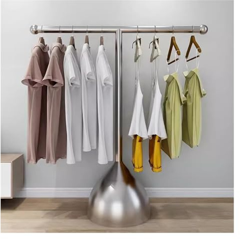 LXGJSQY Appendiabiti Appendiabiti Appendiabiti Autoportante in Tubo Metallico, Espositore per Abbigliamento a Forma di T Appendiabiti da Terra per Boutique Sospese e Camera da Letto (Colore: Argento