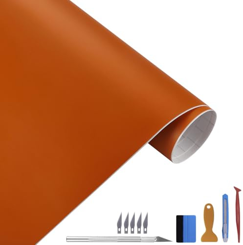 NewL Lámina de Vinilo Mate autoadhesiva, para Exteriores, Apta para Uso en automóviles, Incluye Herramientas de instalación (Naranja, 30 cm x 300 cm)