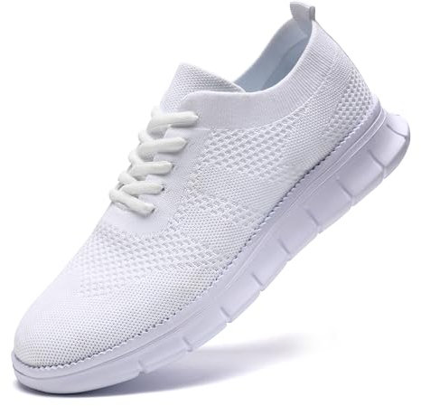 UNQWQZ Zapatillas deportivas para hombre, zapatillas de interior, zapatillas de ocio, mocasines, ligeras, transpirables, para negocios, barcos, zapatos de traje, zapatos de boda, Blanco, 45 EU