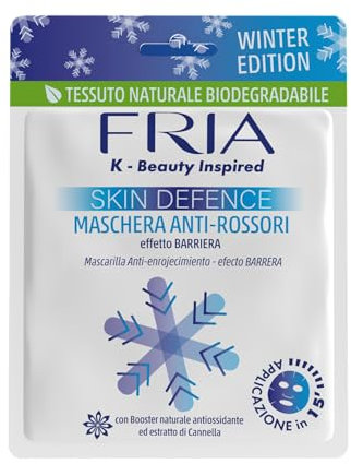 Fria K-Beauty Maschera Viso Skin Defence con Booster Naturale Antiossidante ed Estratto di Cannella, Effetto Barriera, Dermatologicamente Testata, Confezione da 1 Maschera