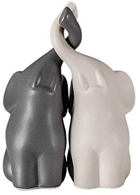 Figuras de cerámica de elefante gris y blanco de pie, artesanía, decoración del hogar, S, blanco y gris