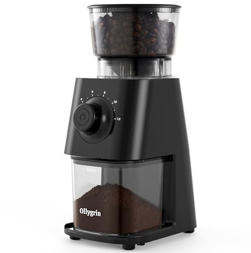 Ollygrin Conical Burr Coffee Grinder Electric, Coffee Grinder with 30 Grind Settings,Compact Burr Mill Grinder for Home Use, 2-12 Cups