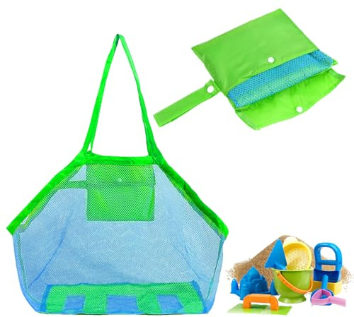 Sandspielzeug Tasche Netztasche Strandspielzeug Baby Wasserspielzeug Netztasche Strandspielzeug Kinder Urlaub Mesh Strandtasche Aufbewahrungstasche,Sandschaufel Buddelzeug Sandkasten (grüner)