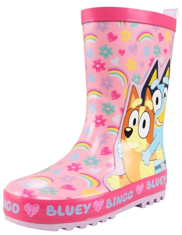 BlueY Bottes pour filles et Bingo | Bottes de pluie pour enfants filles | Botte en caoutchouc pour enfants | Rosa UK 11 EU 29