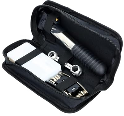 Bauster Fahrrad Reparaturset mit Tasche – Multifunktionswerkzeug, Minipumpe, Flickzeug & Reifenheber – für Fahrrad, E-Bike, Roller, Kinderwagen & Schlauchboote – Reparatur-Kit unterwegs
