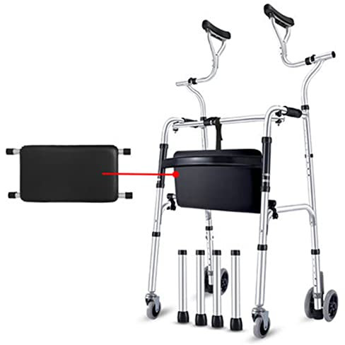 Déambulateur Cadre De Marche Pour Avant-Bras Avec Support D'Aisselle, Léger, Pliable, Avec Roues, Réglable, En Alliage D'Aluminium Épais, Auxiliaire De Rééducation Pour Personnes Âgées Handi