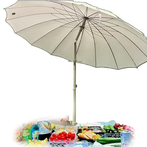 Ombrellone da Esterno Regolabile, Grande Parasole da Spiaggia Beige, Tenda da Pesca Portatile, ombrellone da Giardino inclinabile per Il Mercato della Sabbia, Perfetto per la Protezione Sola
