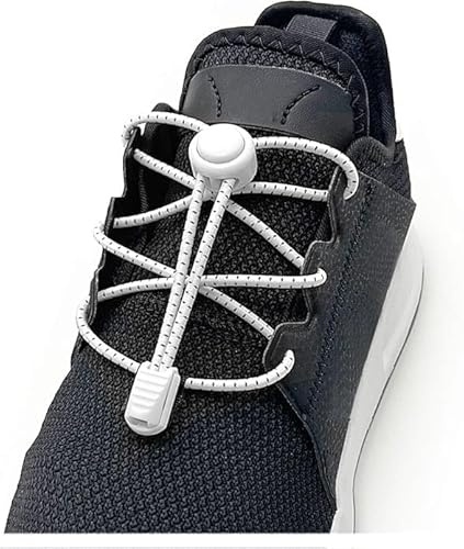 HILELIFE Elastic No Tie Shoelaces - Non Tying Active Stretchy Laces Running Shoe Laces With Reflective String and Locks For Sneakers (White 1)