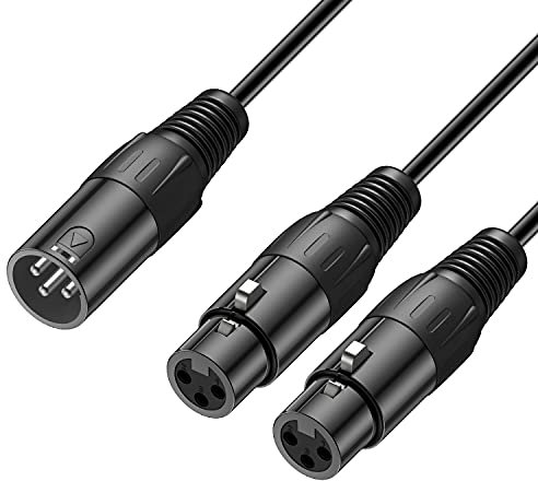 J&D XLR-Splitterkabel, 3-polig, PVC-Buchse auf Stecker, symmetrischer Mikrofon-Adapter für Plattenmischer, AMP-Limiter-Lautsprecher, 4,8 m