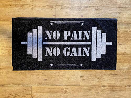 Power Towel das Coole Fitness & Sport-Handtuch mit Einer Botschaft| Größe 50 cm x 100 cm | POWERTOWEL Handtuch Mikrofaser Baumwolle (NO Pain NO GAIN 100% Baumwolle B/W)
