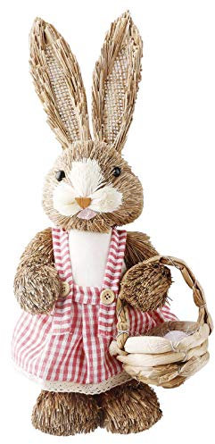æ— Coniglio pasquale in paglia, coniglietto pasquale in piedi con carota carino decorazione in sisal per feste a tema pasquale
