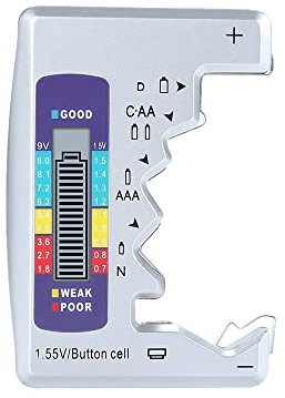 DollaTek 1.5V 9V Digital Battery AA AAA LR44 Tester Tester de capacidad de la batería universal Batería de litio Power Supply Checker Herramientas de medición - Plata