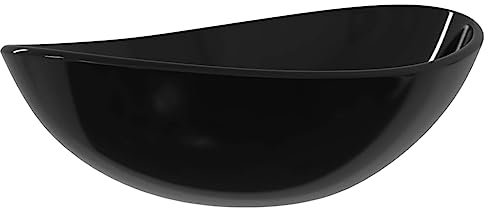 vidaXL Waschbecken, Becken für Badezimmer Waschraum Nasszelle, Aufsatzwaschbecken über der Theke, Waschschale Waschtisch, Hartglas Schwarz