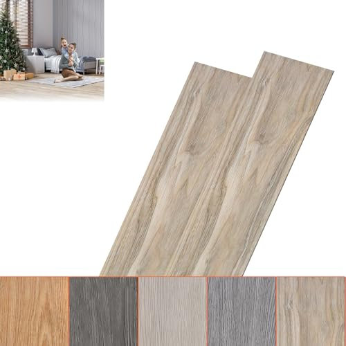 ACXIN Lot de 18 revêtements de sol en PVC - 91,44 x 15,24 x 0,2 cm - Pour environ 2,5 m² - Cliquez sur le sol en vinyle, stratifié, effet bois (chêne blanc)