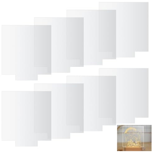 8 Pièces Feuilles Acrylique Transparentes,Acrylique 2mm, 15cm Plaque Carré en pour Base de Lumière LED, Signe, Projets d'Affichage de Bricolage, Artisanat