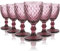 Buumin Vintage Wine Goblets Set of 6 Crystal Glass Cups, Diamond Pattern Small Red Wine Glasses, Stemmed Goblet Set for Wedding Party Restaurant, Dishwasher Safe Stemware, 8oz (Purple)