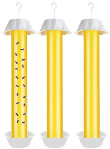 Panngu 3er Set Groß Fliegenfalle für Innen und Außen, Fliegenfänger Mückenfalle mit Klebestreifen Abwehr Gegen Mücken Fruchtfliegenfalle - Stellen & Aufhängen