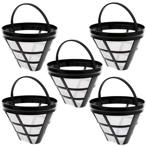 Cone Coffee Filter Size 4, 5 Replacement Coffee Filter Basket, Reusable Pour Over Coffee Filter Paperless Drip Cone, Coffee Filter Mesh Basket with Handle, Portable Coffee Dripper Size 4 for Travel