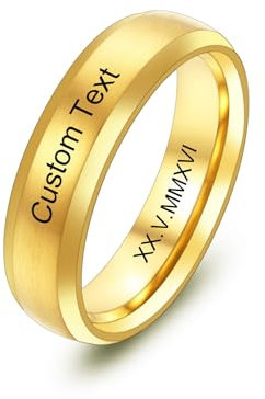 MeMeDIY Personalisierte Edelstahl Ringe Ehering mit Eingraviertem Namen Datum und Text Paarringe/Drehbare Ringe für Herren/Verlobungsringe für Verlobte/Freund-Style D2-8#
