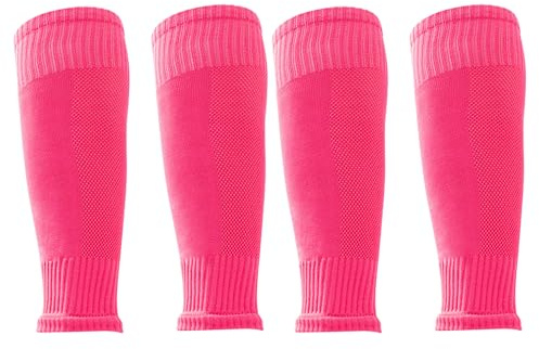 XSCQ Lot de 2/4/12 paires de chaussettes de football professionnelles pour mollet (taille unique pour enfants, rose)