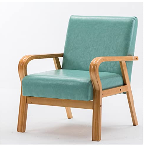 Mid Century Retro Lederstuhl mit Armlehnen, bequemer gepolsterter Lounge-Sessel für Schlafzimmer, Einzellesesessel für Wohnzimmer, Blau