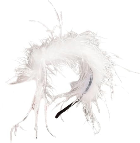 Sofisticato cerchietto bianco con piume, decorazione per capelli, adatto per matrimoni e eventi in costume