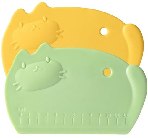 Amosfun 2 stycken silikondegskrapa med tecknad katt ergonomisk köksskrapa för deg bröd och pizza halkfritt handtag för bakning och matlagning